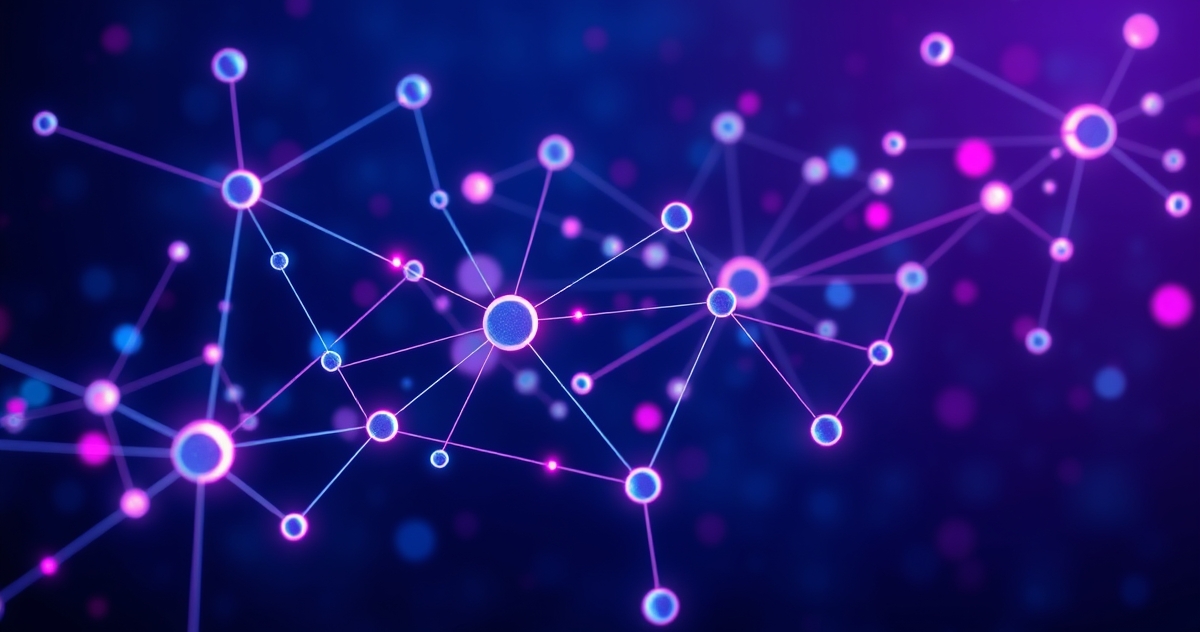 Illustration for AI for Coding Choosing the Right Model for Your Needs: Abstract network of interconnected nodes, glowing lines representing code flow, binary code patterns