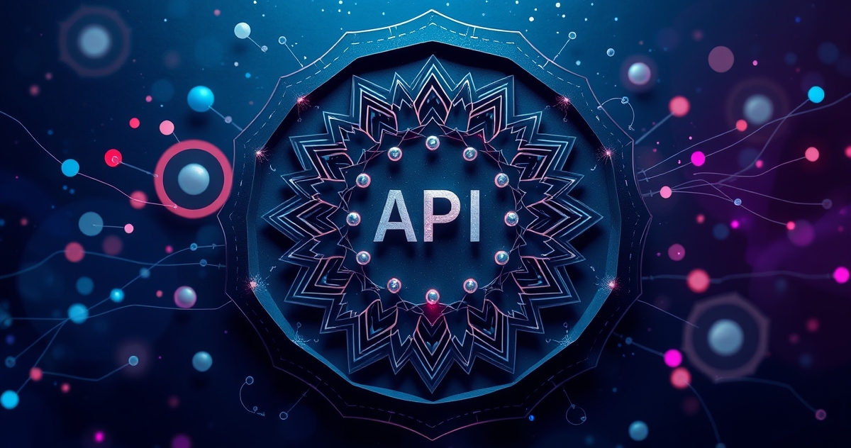 Illustration for API Integration Mitigating Integration Risks for international teams: Abstract visualization of API Integration Connecting Your Business Systems, layered paper cut-out de
