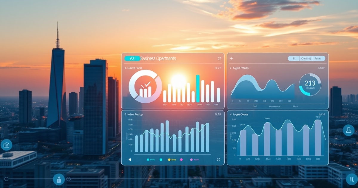 Illustration for Gemini 20 Flash Speed Meets Intelligence - Guide for 2026: "A futuristic of a business operations dashboard with AI-powered efficiency metrics and analytics, s