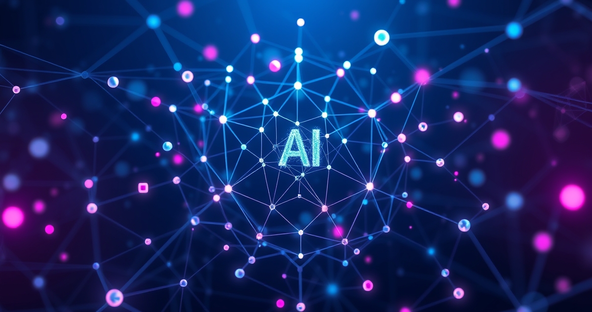 Illustration for Maximizing ROI with AI-Powered Business Automation A 5-Step Roadmap: Abstract visualization of Integrating AI into Your Existing Business Workflows, wireframe 3D mesh wi